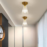 Modern Glass Lantern Pendant Light Industrial Copper Hanging Fixture for Hallway and Bedroom