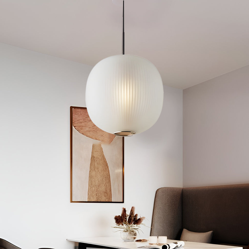 Modern Glass Lantern Pendant Light LED Nordic Hanging Ceiling Lamp for Dining Room and Bedroom