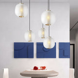 Modern Glass Lantern Pendant Light LED Nordic Hanging Ceiling Lamp for Dining Room and Bedroom