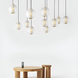 Modern Glass Lantern Pendant Light LED Nordic Hanging Ceiling Lamp for Dining Room and Bedroom