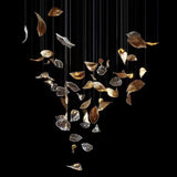 Modern Glass Leaf Crown Chandelier Luxury Gold LED Hanging Pendant Light