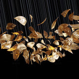 Modern Glass Leaf Crown Chandelier Luxury Gold LED Hanging Pendant Light