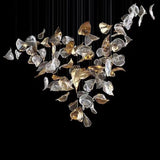 Modern Glass Leaf Crown Chandelier Luxury Gold LED Hanging Pendant Light
