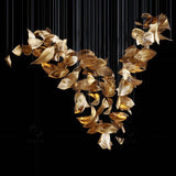 Modern Glass Leaf Crown Chandelier Luxury Gold LED Hanging Pendant Light
