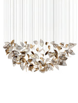 Modern Glass Leaf Crown Chandelier Luxury Gold LED Hanging Pendant Light