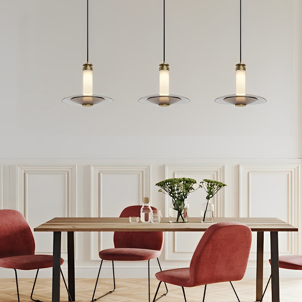 Modern Glass LED Pendant Light Minimalist Round Chandelier for Bedroom and Living Room