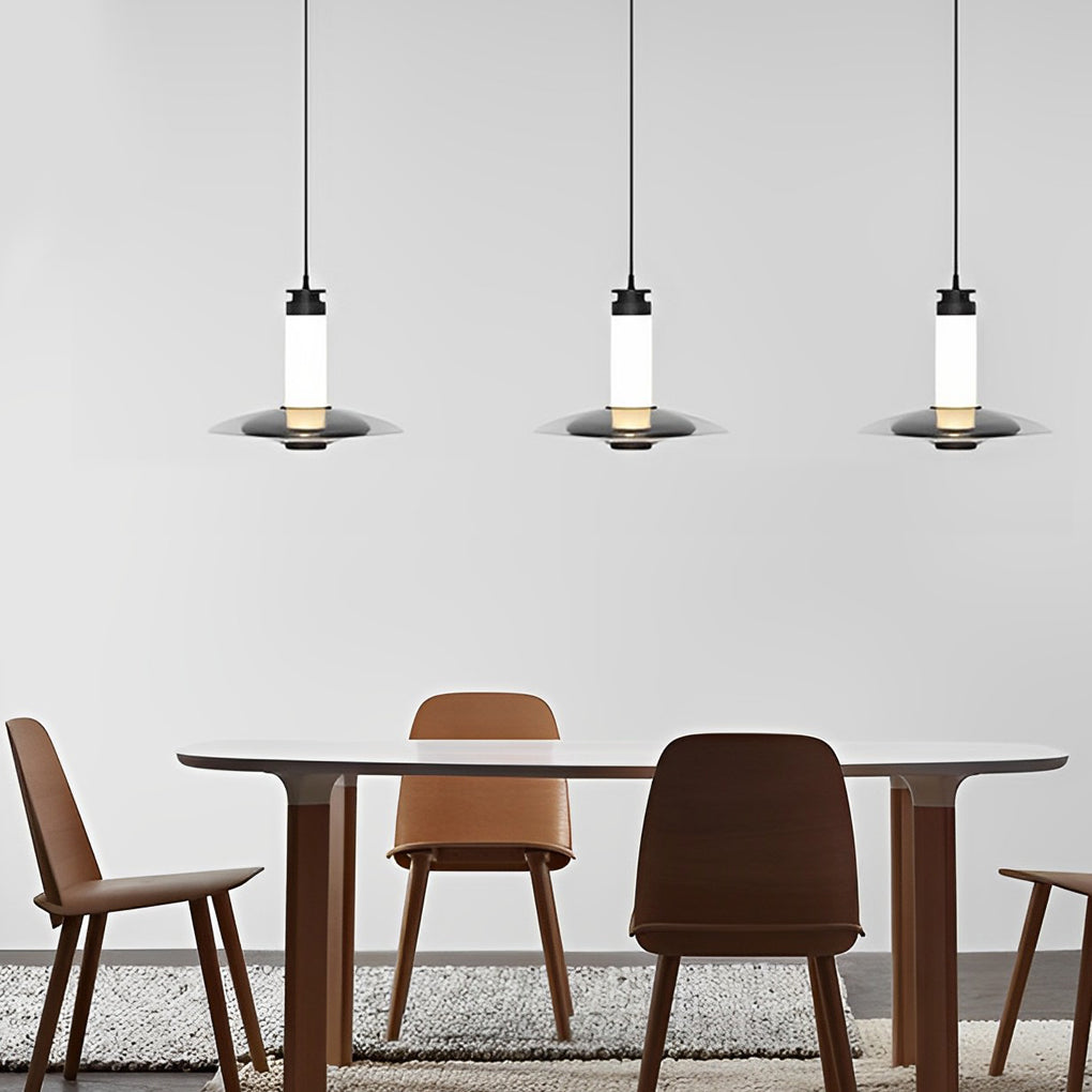 Modern Glass LED Pendant Light Minimalist Round Chandelier for Bedroom and Living Room
