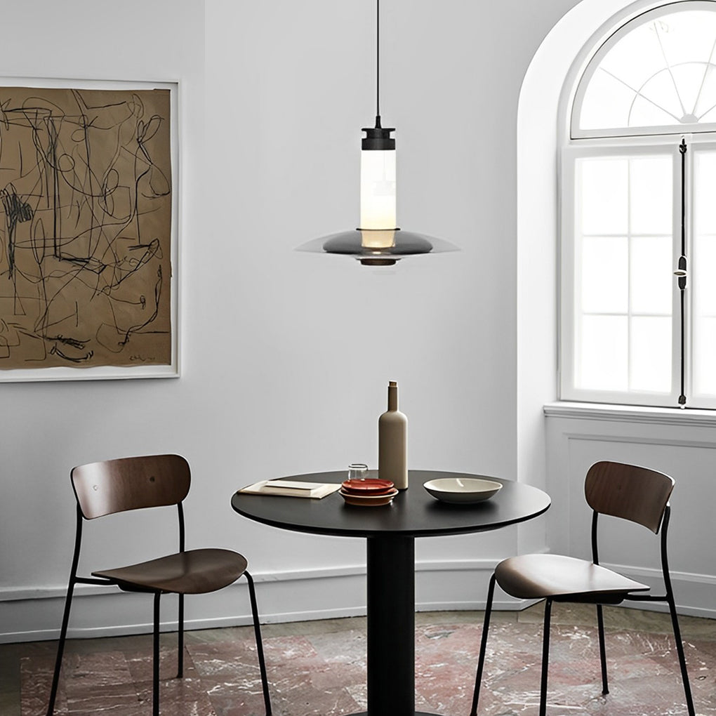 Modern Glass LED Pendant Light Minimalist Round Chandelier for Bedroom and Living Room