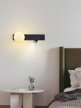 Modern Glass LED Wall Sconce with Reading Light for Bedside and Living Rooms