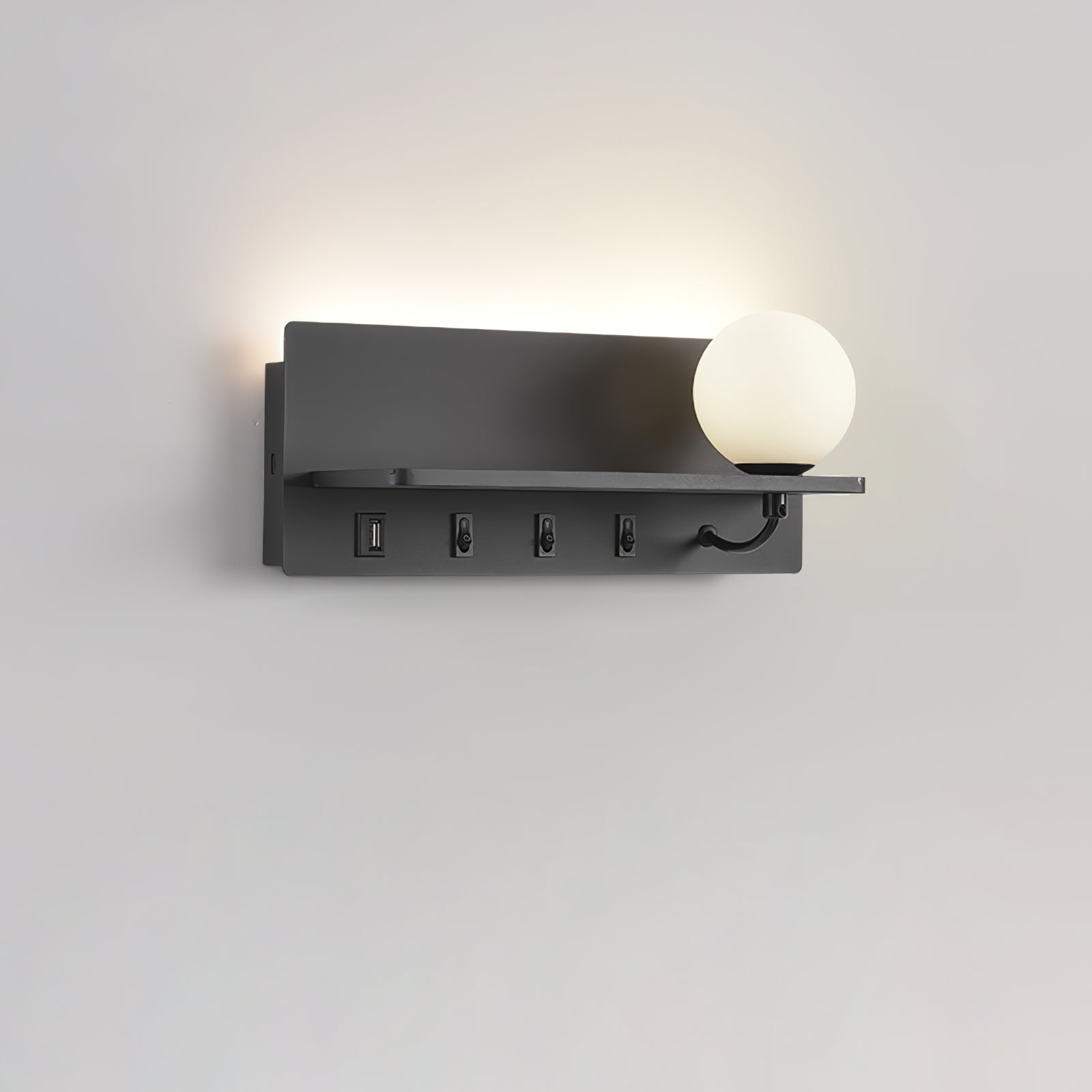 Modern Glass LED Wall Sconce with Reading Light for Bedside and Living Rooms