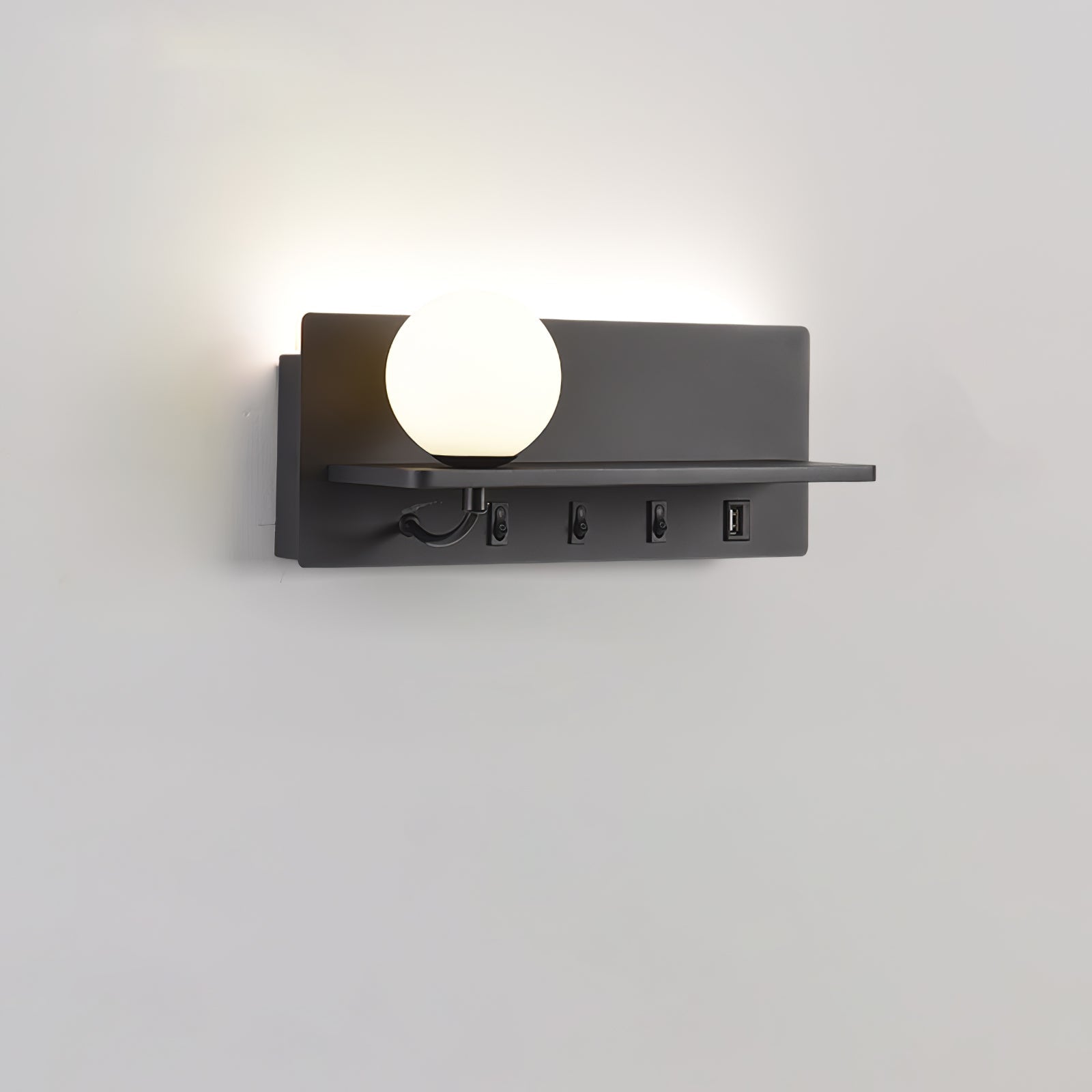 Modern Glass LED Wall Sconce with Reading Light for Bedside and Living Rooms