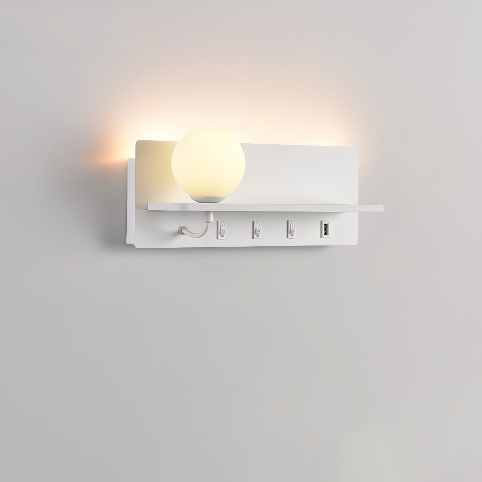 Modern Glass LED Wall Sconce with Reading Light for Bedside and Living Rooms
