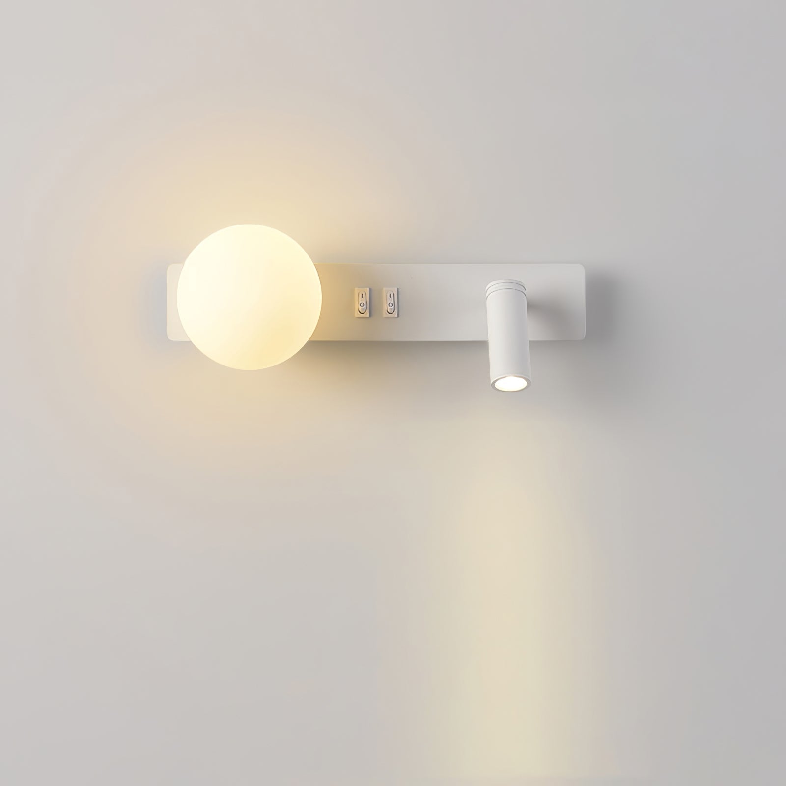 Modern Glass LED Wall Sconce with Reading Light for Bedside and Living Rooms