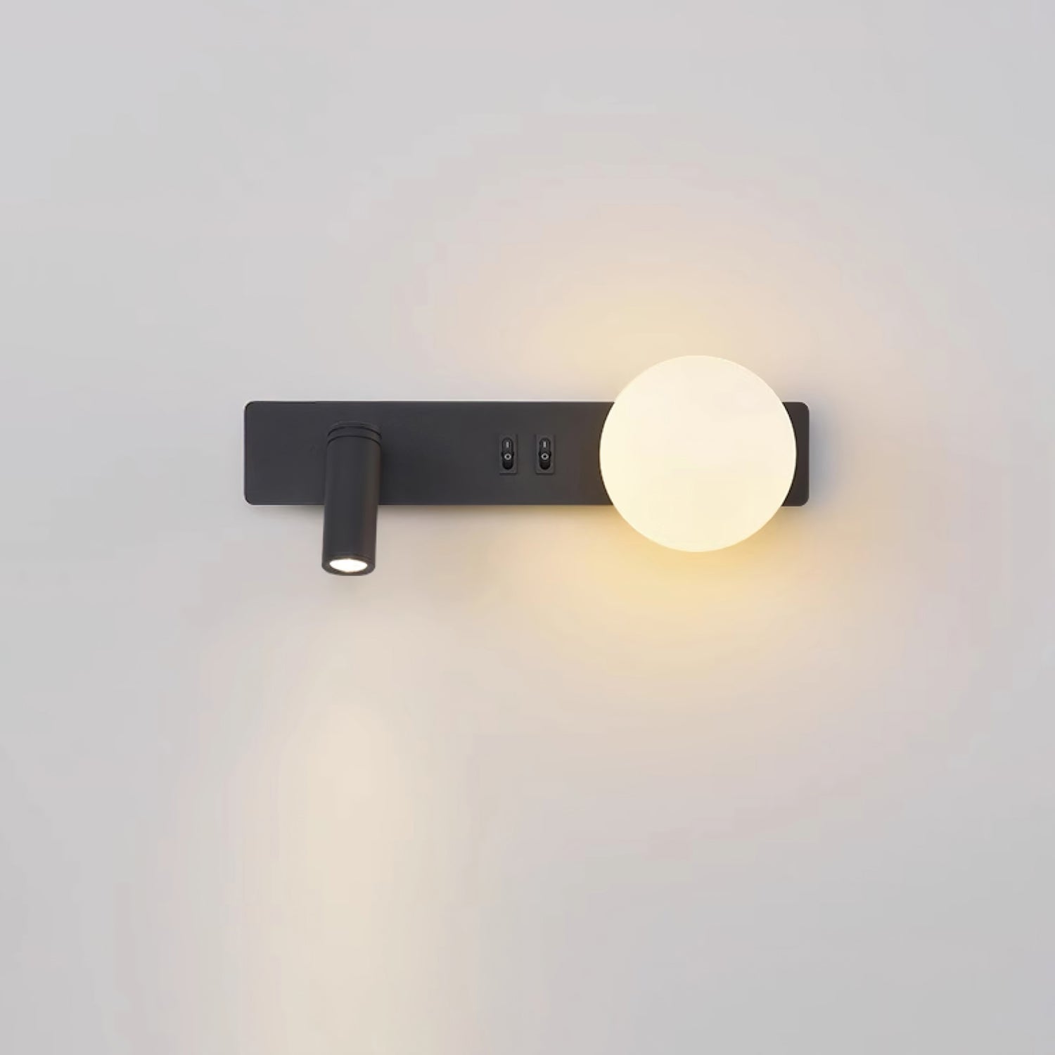 Modern Glass LED Wall Sconce with Reading Light for Bedside and Living Rooms