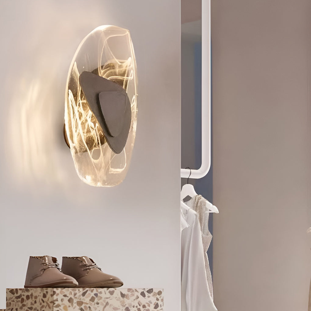 Modern Glass LED Wall Sconce with Three Step Dimming Creative Iron Wall Lamp for Living Room and Bedroom
