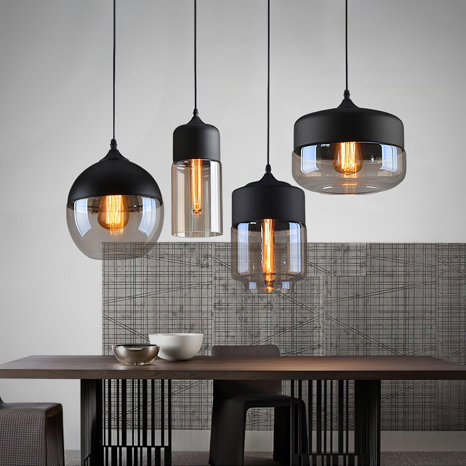Modern Glass Quartet Pendant Light Fixture with Metal Finish
