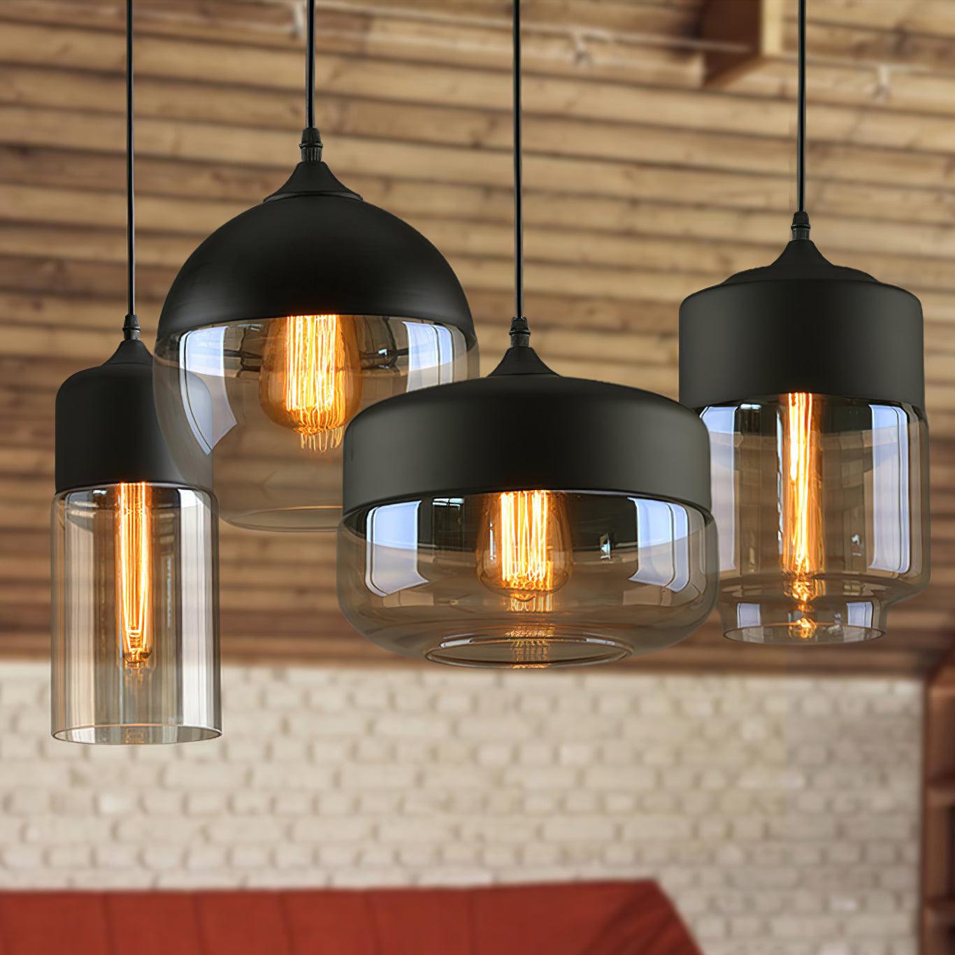 Modern Glass Quartet Pendant Light Fixture with Metal Finish