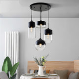 Modern Glass Quartet Pendant Light Fixture with Metal Finish