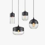 Modern Glass Quartet Pendant Light Fixture with Metal Finish