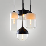 Modern Glass Quartet Pendant Light Fixture with Metal Finish