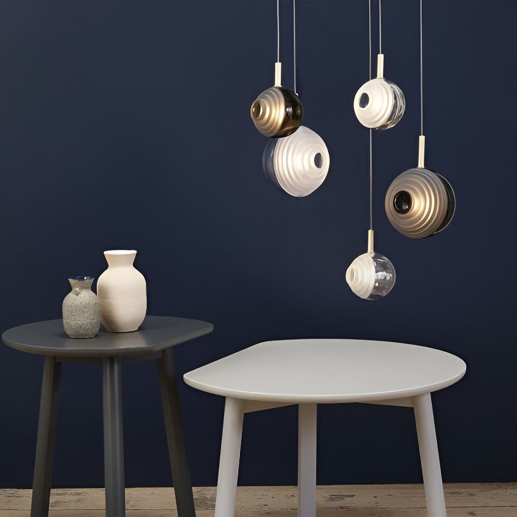 Modern Glass Round Pendant Light for Kitchen Island Dining Room LED Ceiling Hanging Lamp
