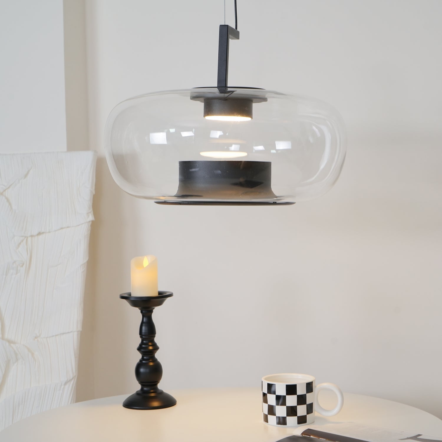 Modern Glass Sphere and Aluminum Ring LED Pendant Light for Contemporary Living Spaces