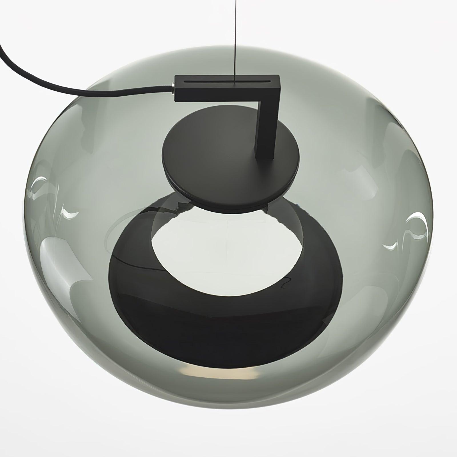 Modern Glass Sphere and Aluminum Ring LED Pendant Light for Contemporary Living Spaces