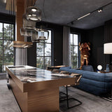Modern Glass Sphere and Aluminum Ring LED Pendant Light for Contemporary Living Spaces