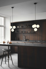 Modern Glass Sphere Pendant Light Nordic Mouth Blown Hanging Lamp for Dining Room and Kitchen