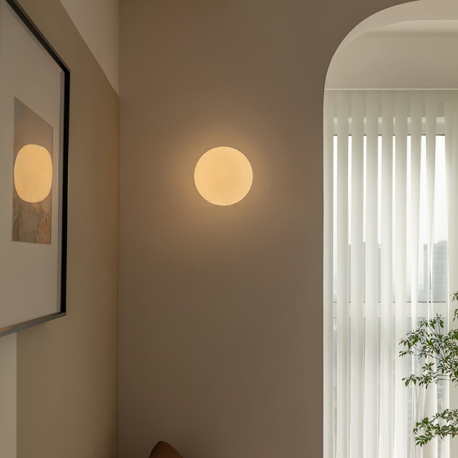 Modern Glass Sphere Wall Sconce Minimalist Globe Wall Light for Bedroom and Hallway