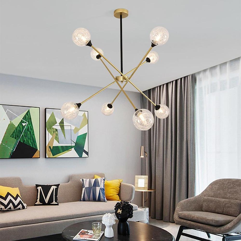Modern Glass Sputnik Chandelier LED Nordic Pendant Light for Dining Room and Kitchen Island Lighting