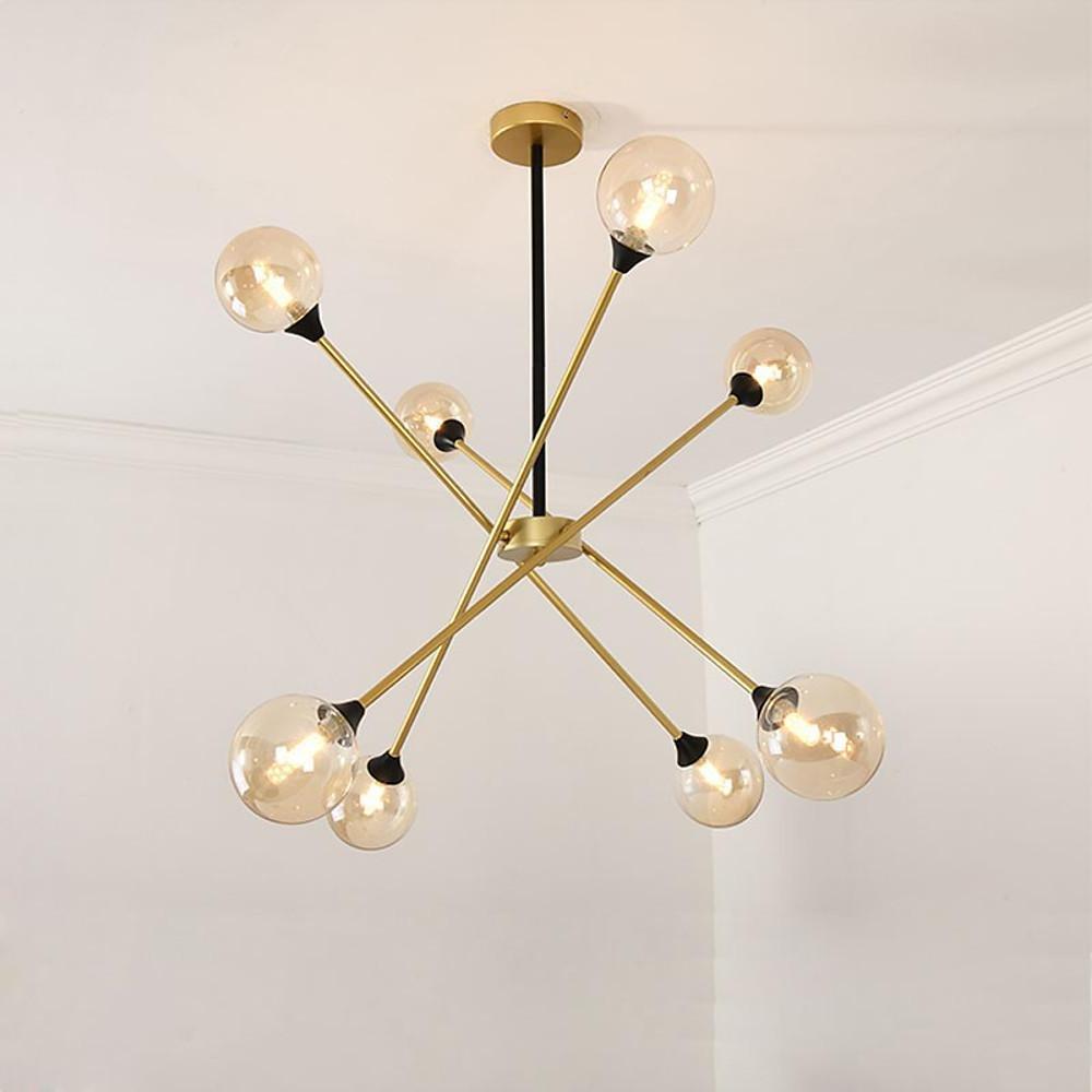 Modern Glass Sputnik Chandelier LED Nordic Pendant Light for Dining Room and Kitchen Island Lighting