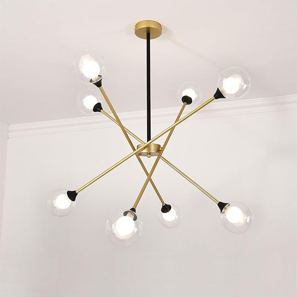 Modern Glass Sputnik Chandelier LED Nordic Pendant Light for Dining Room and Kitchen Island Lighting