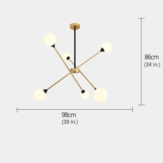 Modern Glass Sputnik Chandelier LED Nordic Pendant Light for Dining Room and Kitchen Island Lighting