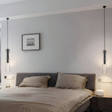 Modern Glass Tube Copper Pendant Light with 3 Color Dimming LED for Living Room