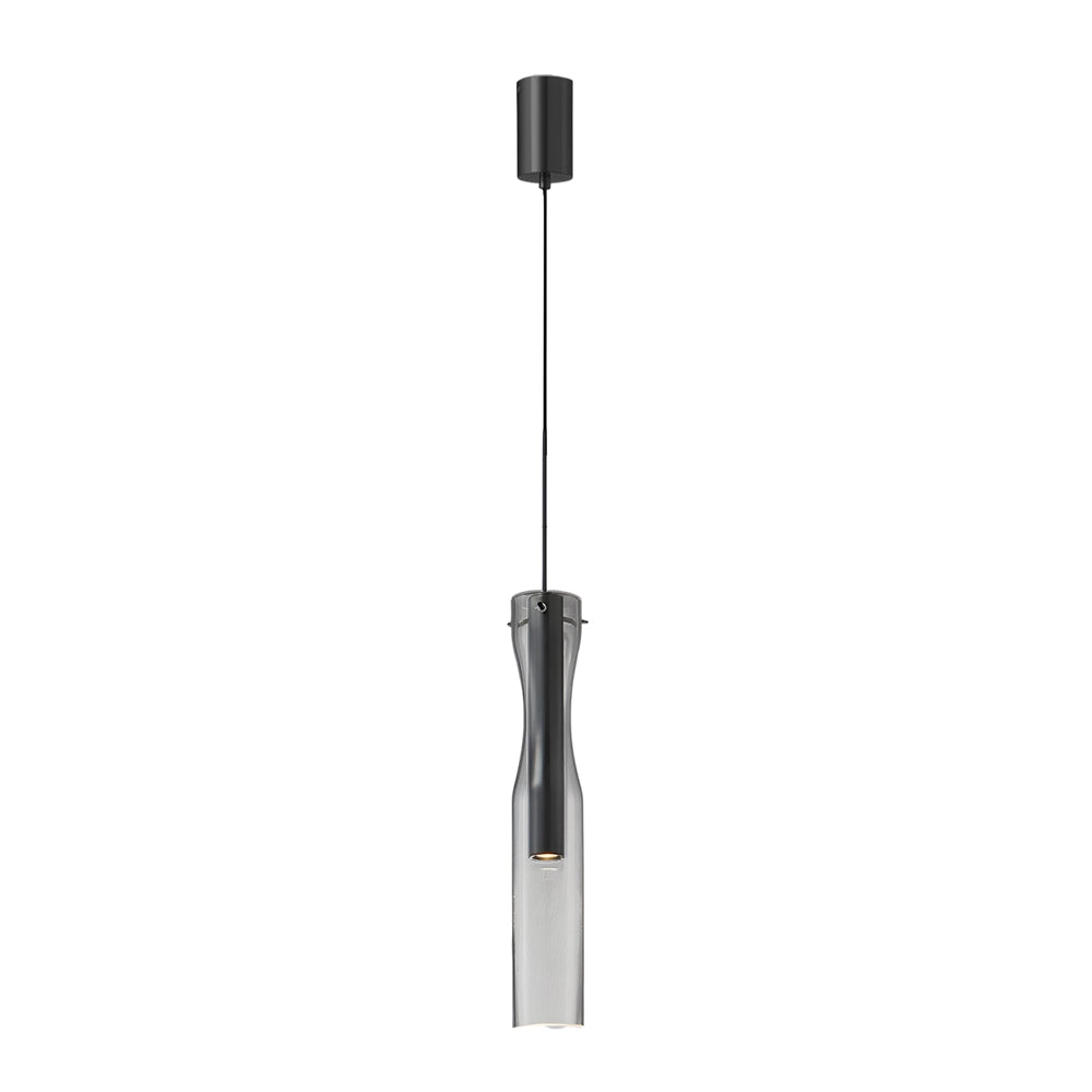 Modern Glass Tube Copper Pendant Light with 3 Color Dimming LED for Living Room