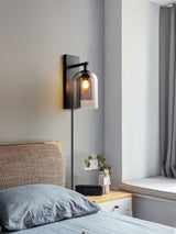 Modern Glass Tubular Plug In Wall Sconce Lighting with Cylinder Shade