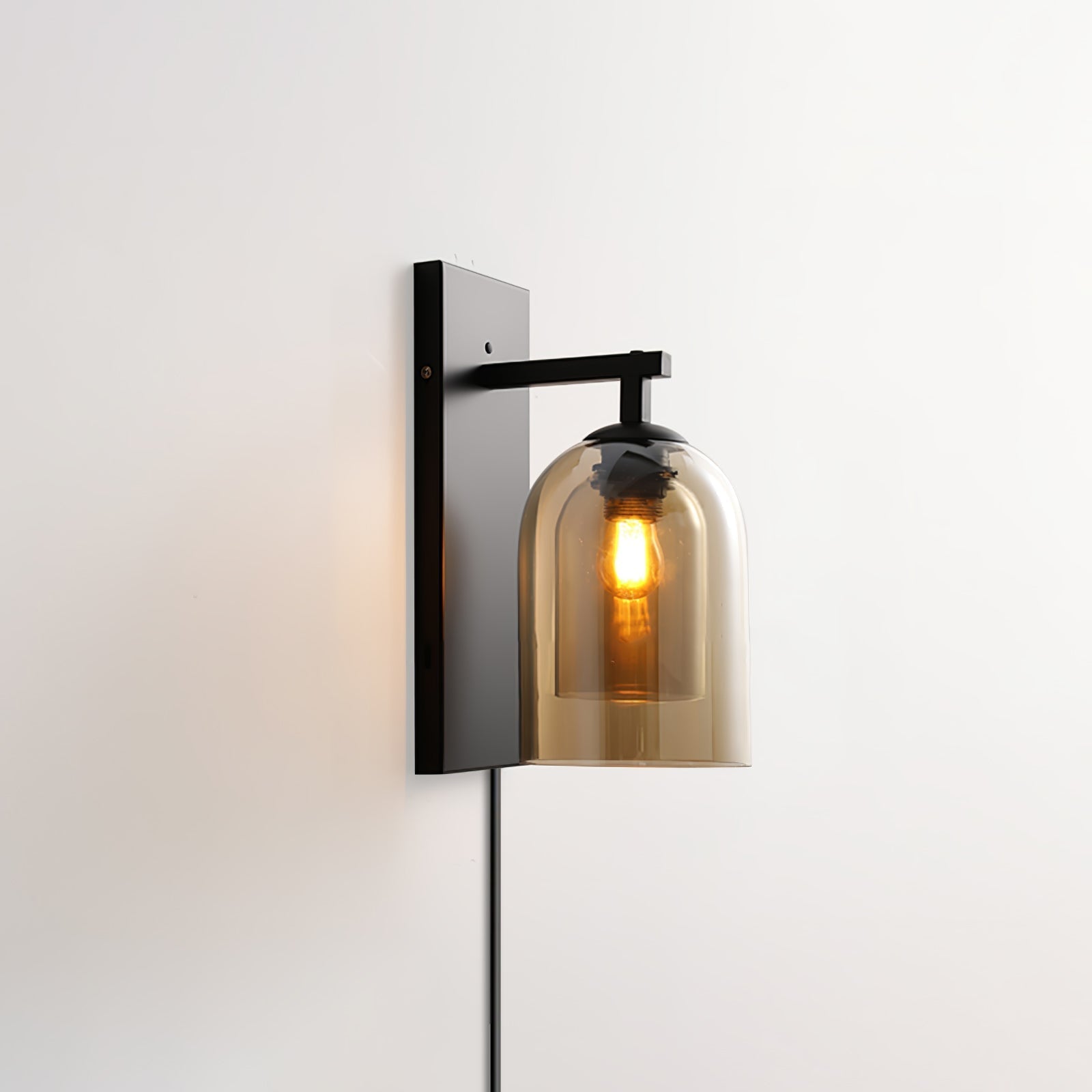 Modern Glass Tubular Plug In Wall Sconce Lighting with Cylinder Shade