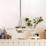 Modern Glass UFO Pendant Light with 3 Color Dimming for Dining Room Kitchen Island