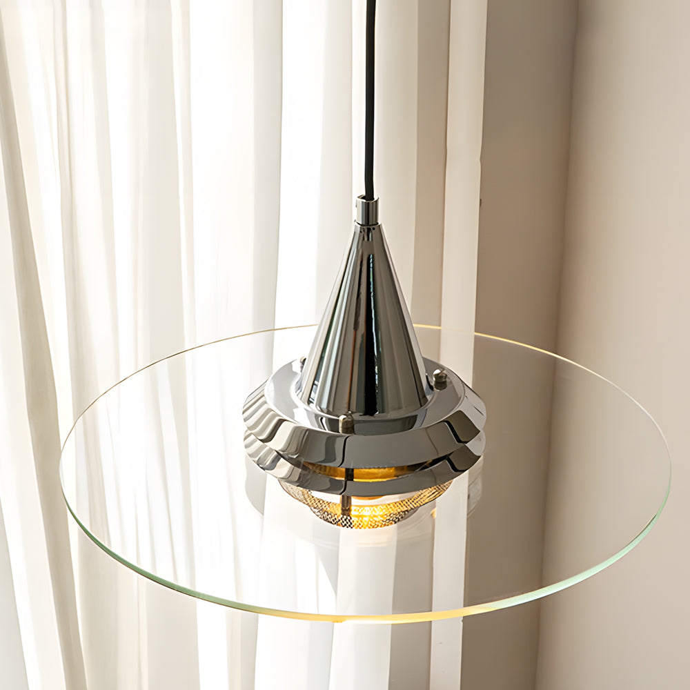 Modern Glass UFO Pendant Light with 3 Color Dimming for Dining Room Kitchen Island