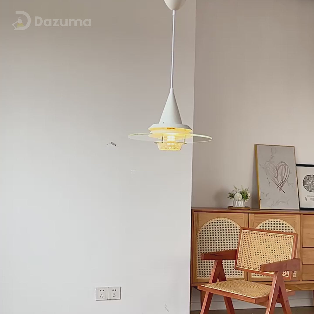 Modern Glass UFO Pendant Light with 3 Color Dimming for Dining Room Kitchen Island