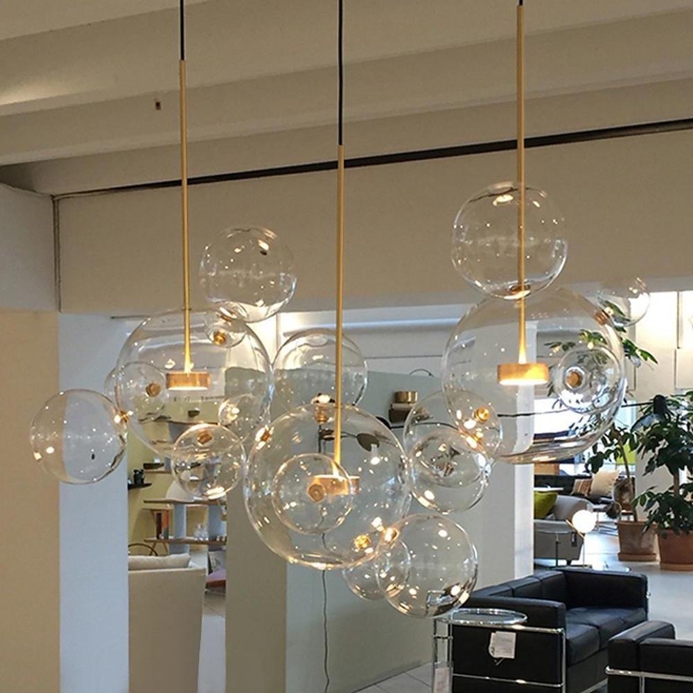 Modern Globe Bubble Glass Pendant Light LED Multi Light Ceiling Hanging Fixture