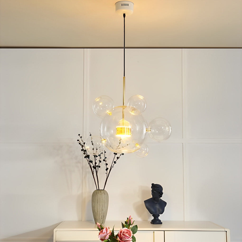 Modern Globe Bubble Glass Pendant Light LED Multi Light Ceiling Hanging Fixture