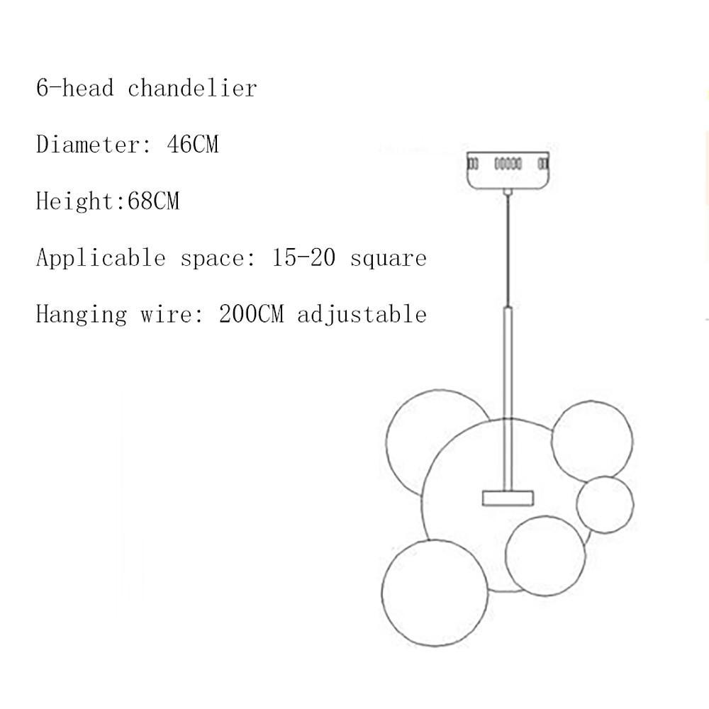 Modern Globe Bubble Glass Pendant Light LED Multi Light Ceiling Hanging Fixture