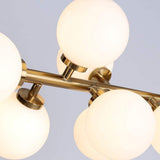 Modern Gold 16 Light Linear Kitchen Island Chandelier with Milky White Glass Globes
