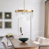 Modern Gold 3 Light Round Chandelier with Clear Bubble Seeded Glass Shades
