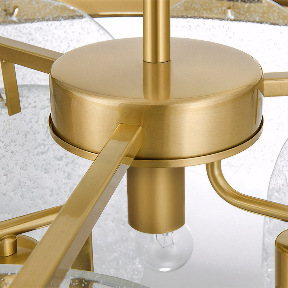 Modern Gold 3 Light Round Chandelier with Clear Bubble Seeded Glass Shades