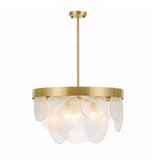 Modern Gold 3 Light Round Chandelier with Clear Bubble Seeded Glass Shades