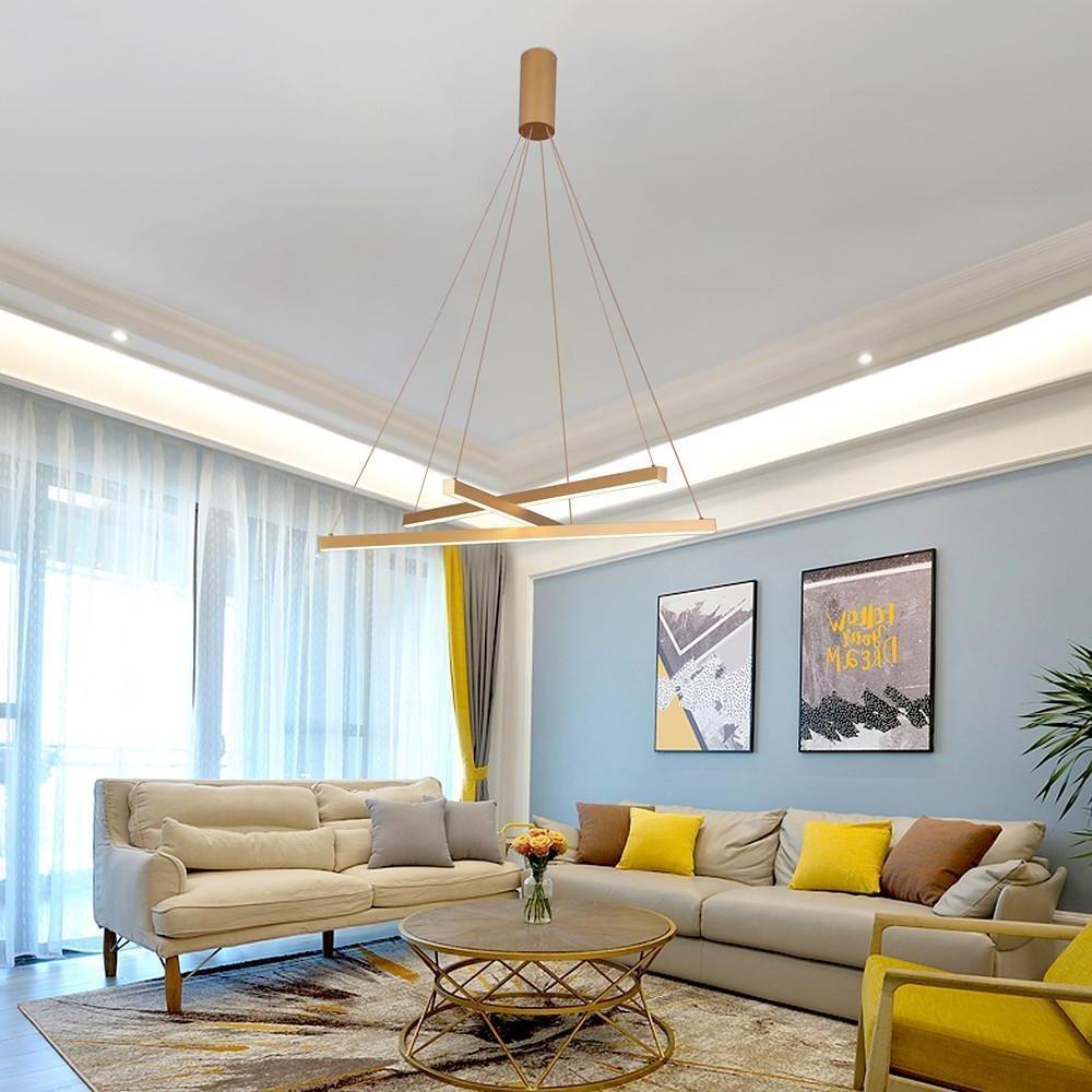 Modern Gold 3 Light Stick LED Pendant Chandelier for Dining Room and Kitchen