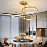 Modern Gold 3 Ring LED Ceiling Light Minimalist Nordic Metal Chandelier for Living Room